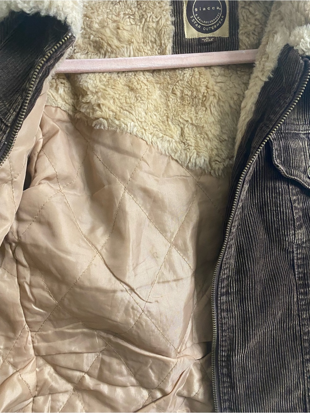 Vintage 90s Giacca Corduroy Sherpa Crop Penny Lane Y2K Brown Trucker Jacket M - Picture 4 of 13